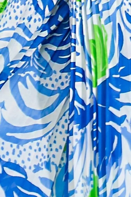 PRINTED CENTER CUT PLEATED SMOCKED BACK JUMPSUIT