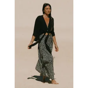 PRINTED COVER-UP PANTS WITH SASH