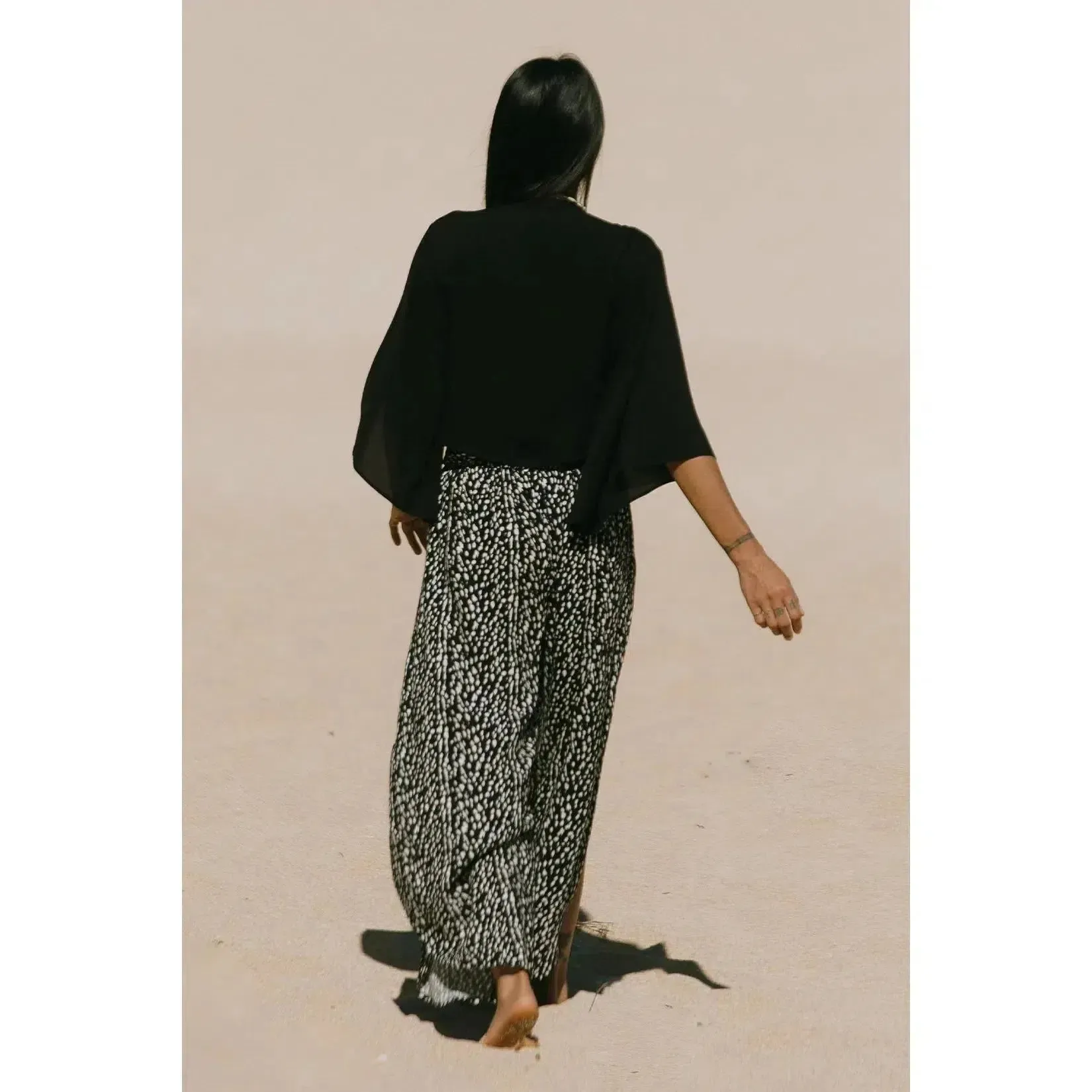 PRINTED COVER-UP PANTS WITH SASH
