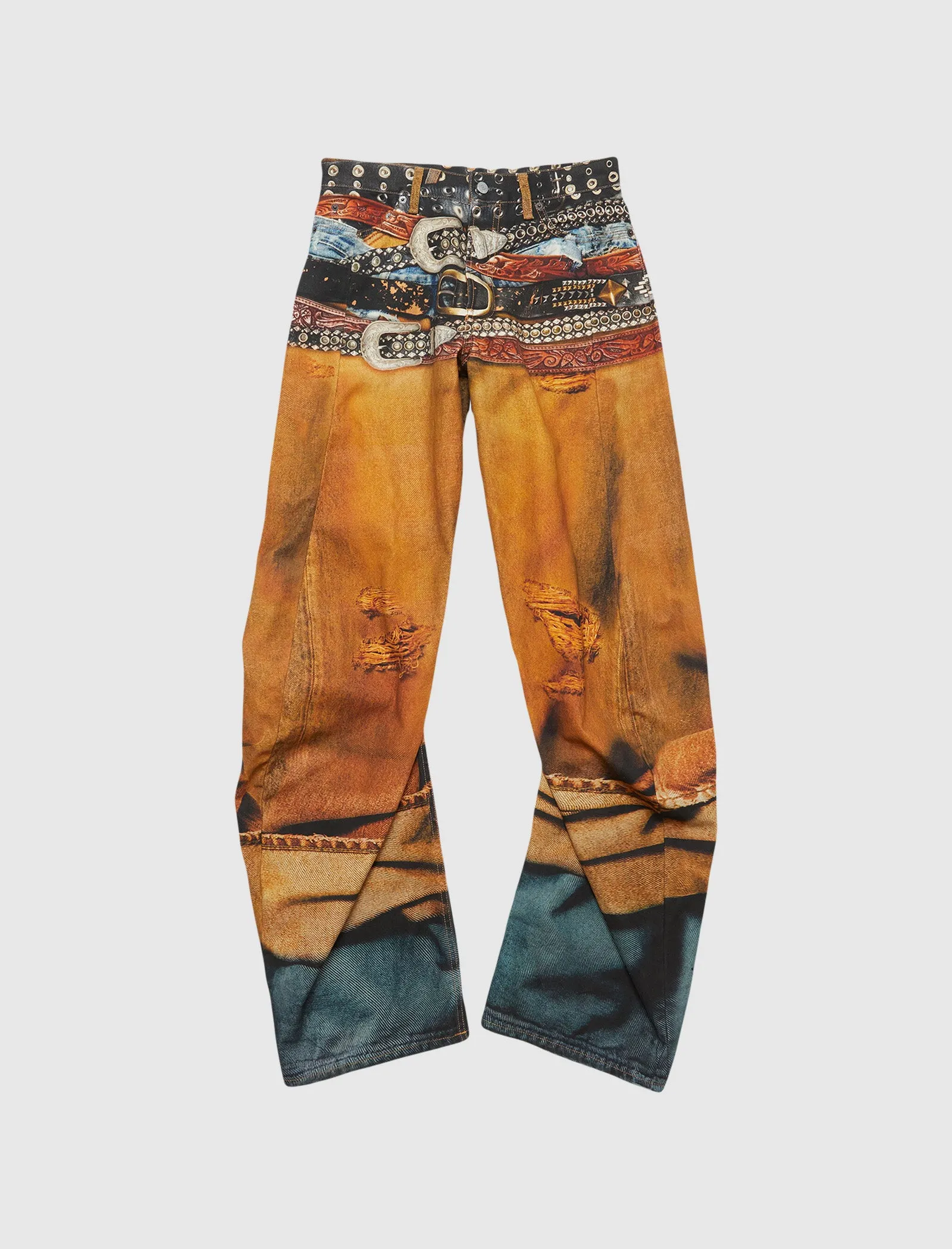 PRINTED DENIM TROUSER