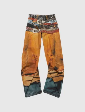 PRINTED DENIM TROUSER