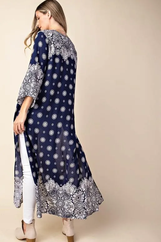 PRINTED KIMONO NAVY*