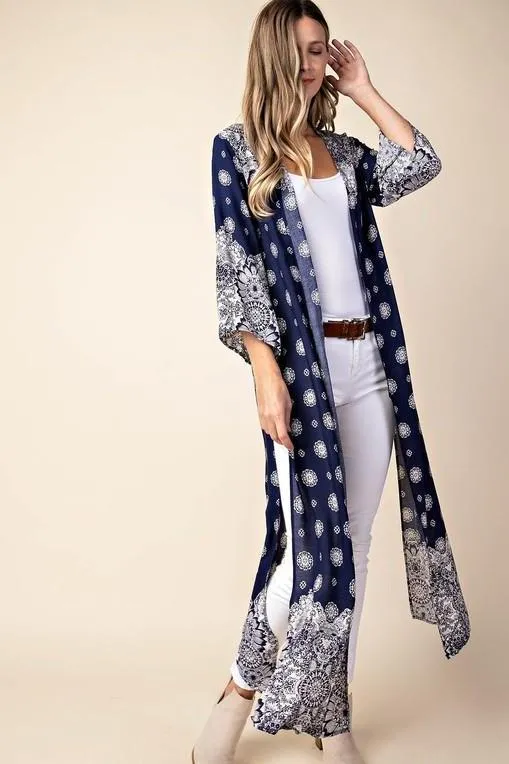PRINTED KIMONO NAVY*