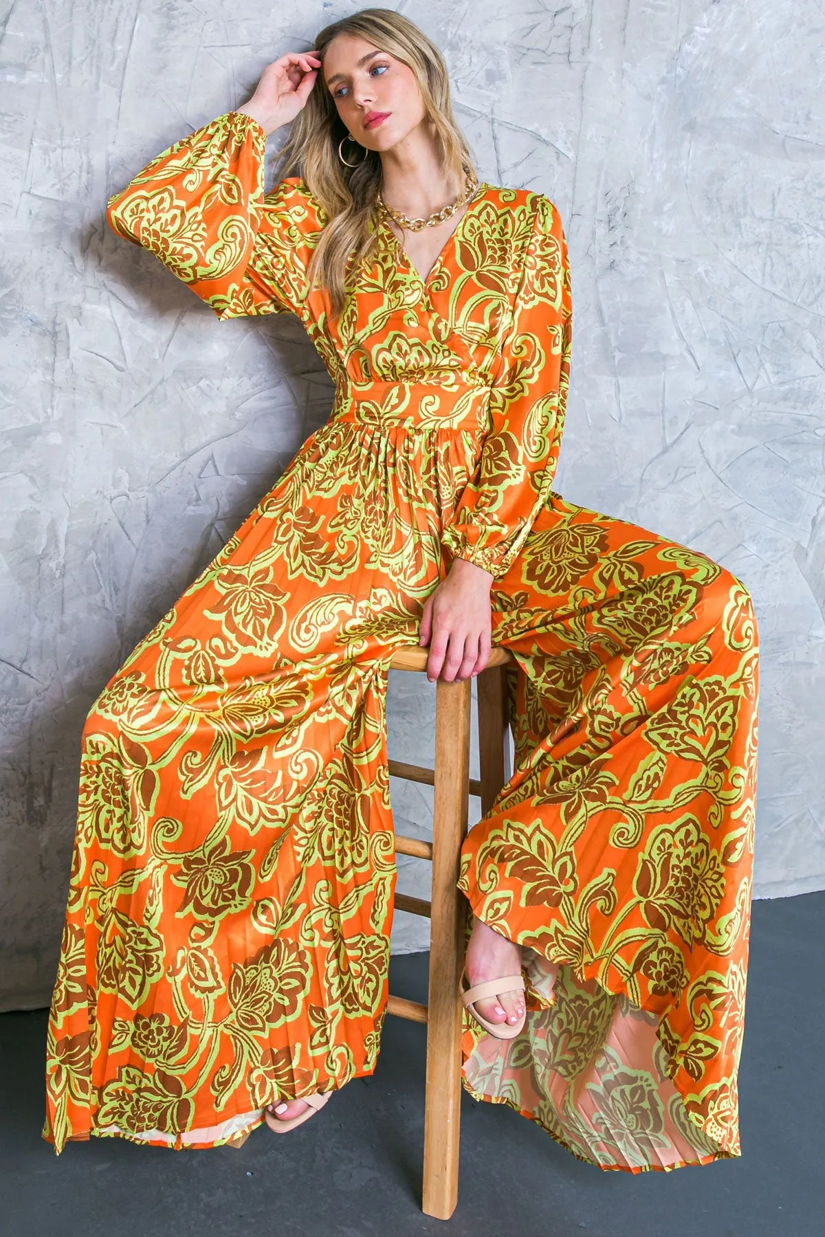 Printed Satin Jumpsuit