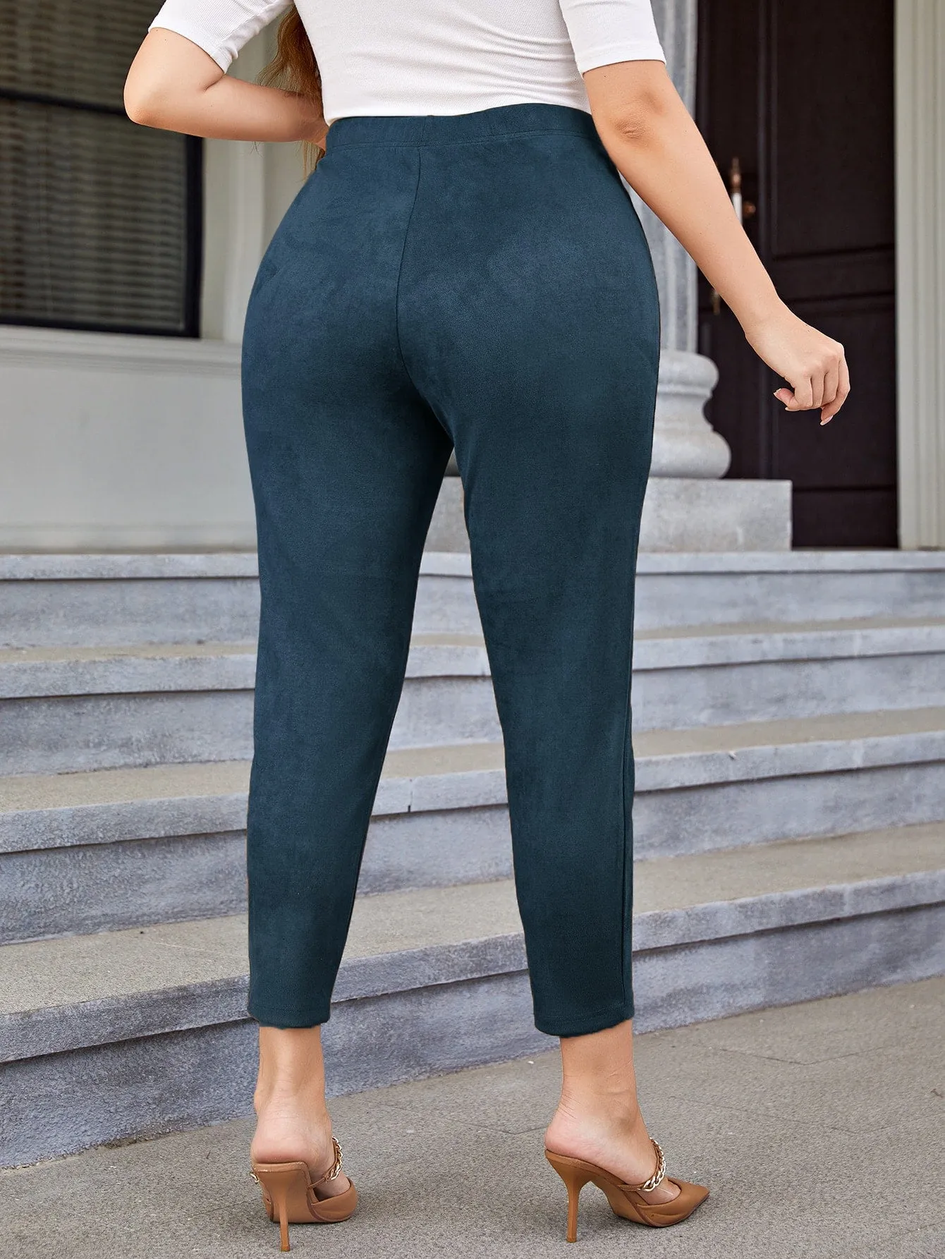 Privé Plus Size High Waist Faux Suede Pants