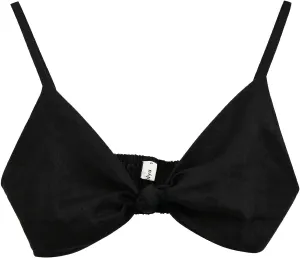 Pure Linen Front Knot V Neck Bikini Tops