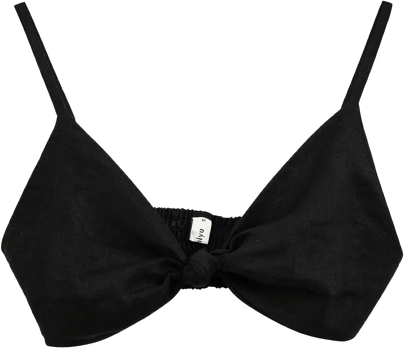 Pure Linen Front Knot V Neck Bikini Tops