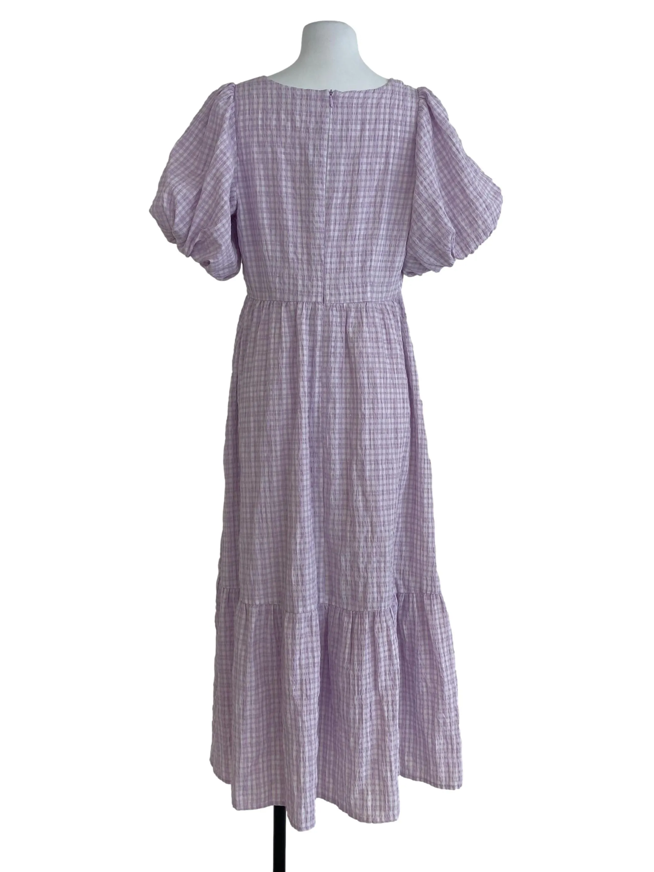 Purple Plaid Short Sleeve Dress