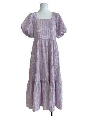 Purple Plaid Short Sleeve Dress
