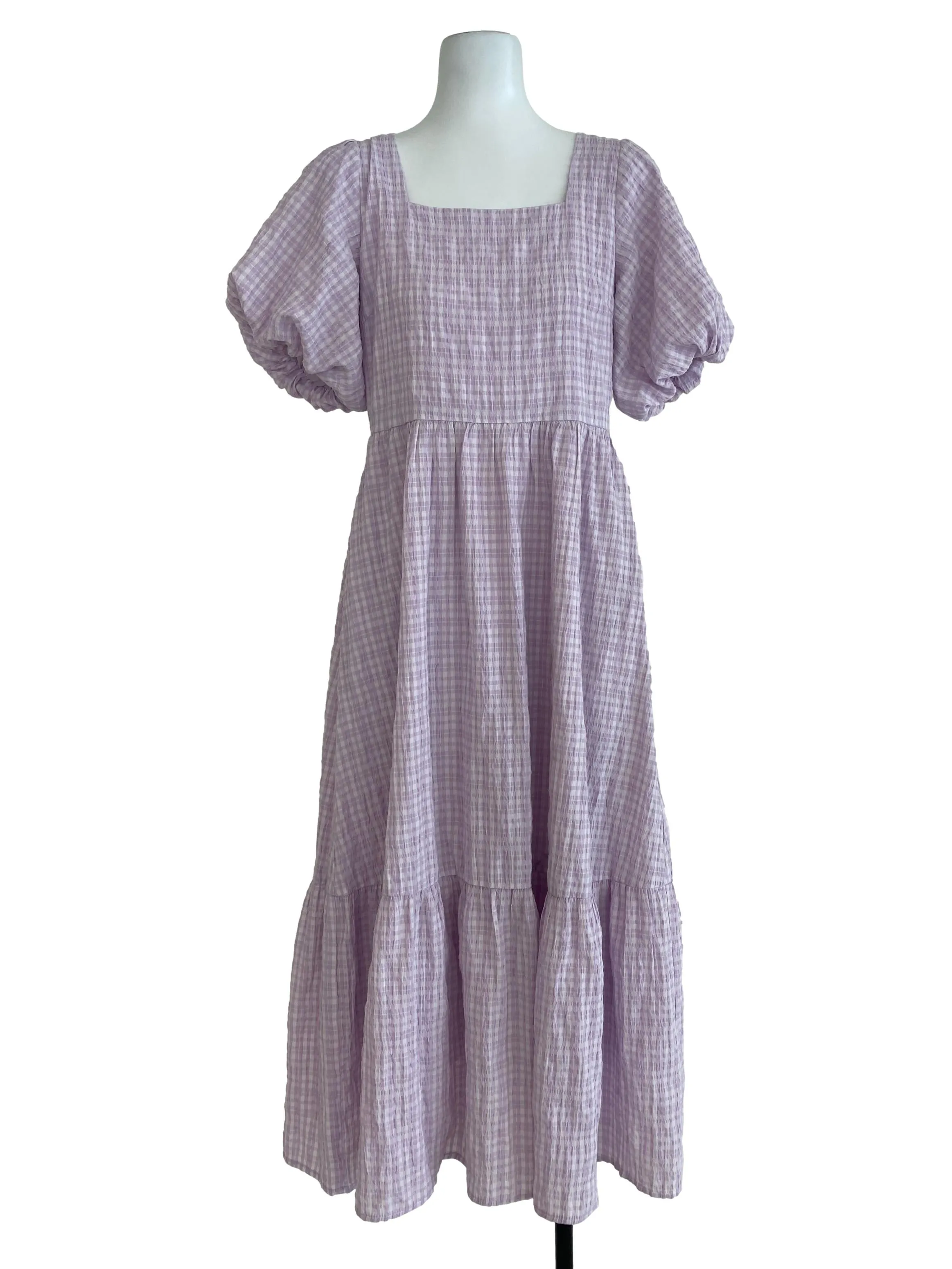 Purple Plaid Short Sleeve Dress