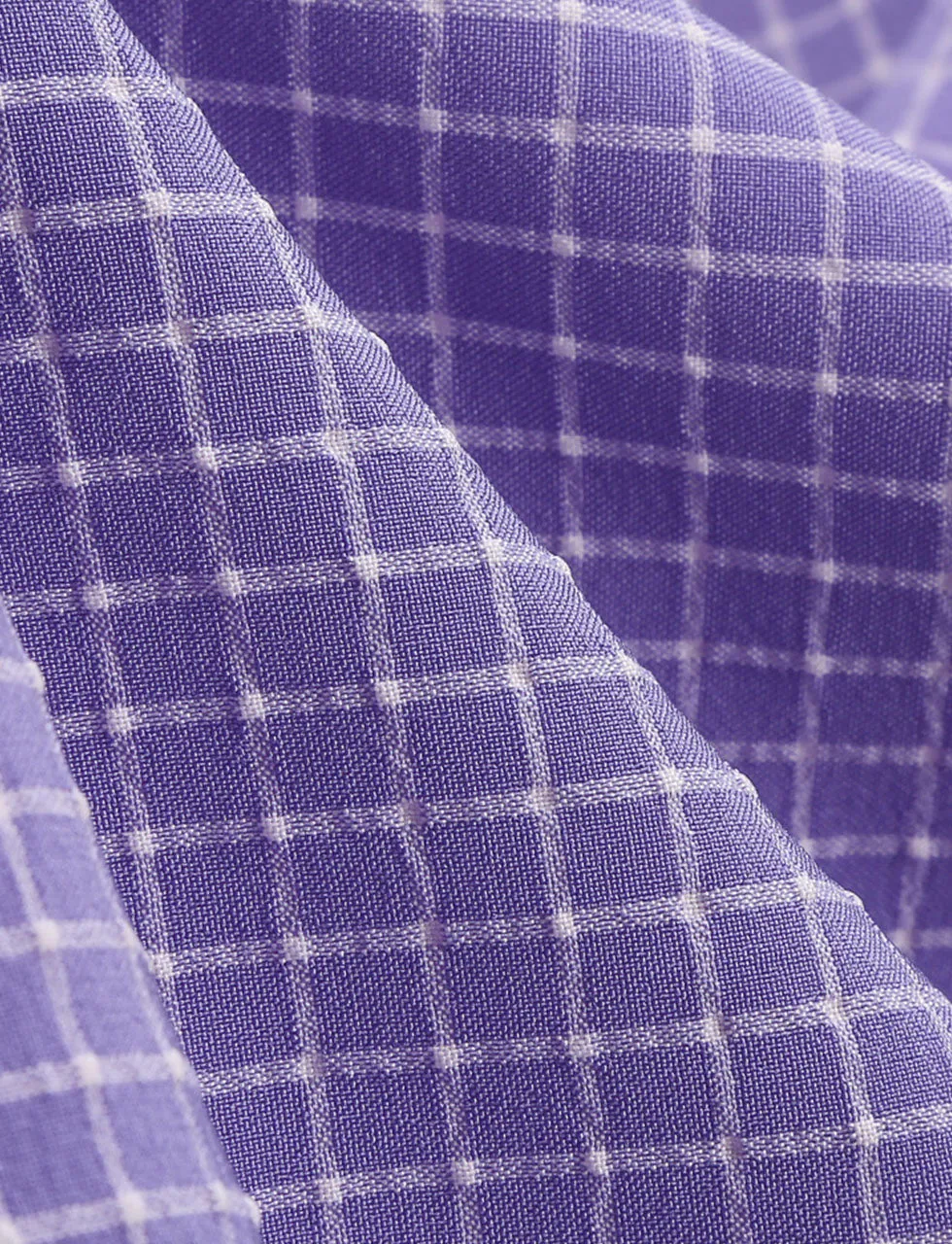 Purple Plaid V Neck Short Sleeve Swing Vintage 1950S Dress