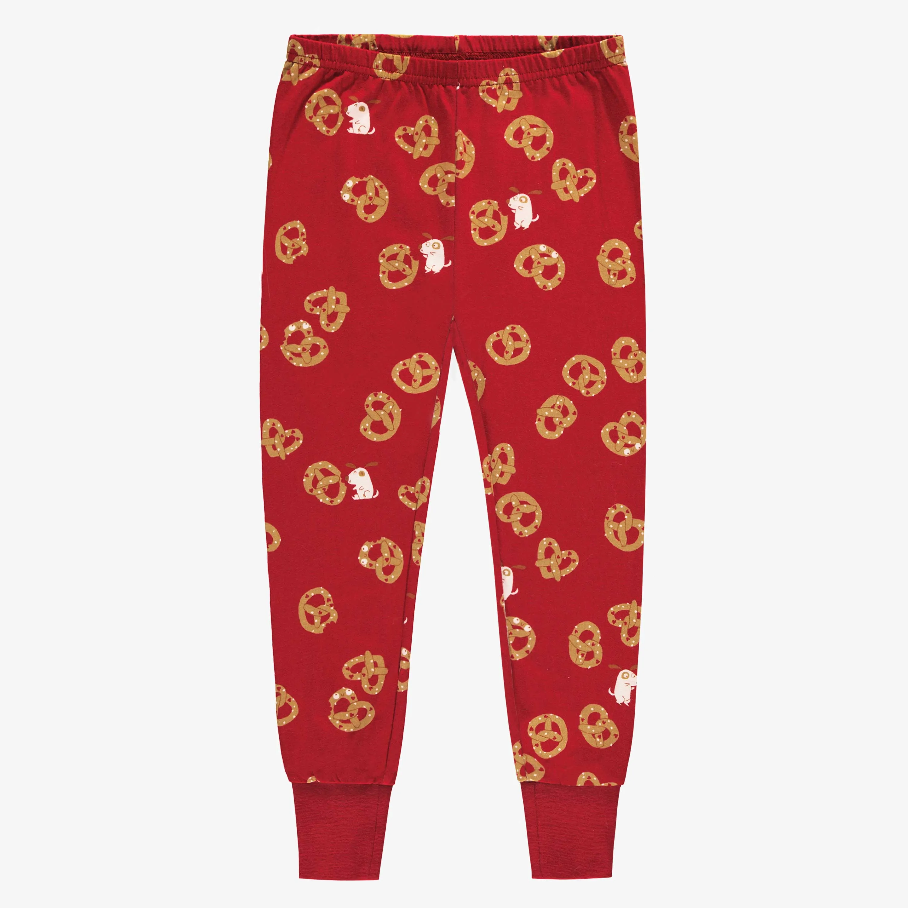 Pyjama crème et rouge à motifs Saint-Valentin enfant||Cream and red Valentine's Day pyjamas with all over print and illustration, child