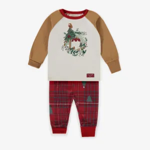 Pyjama des Fêtes évolutif rouge à motifs, bébé || Red patterned evolutive holiday pajamas, baby