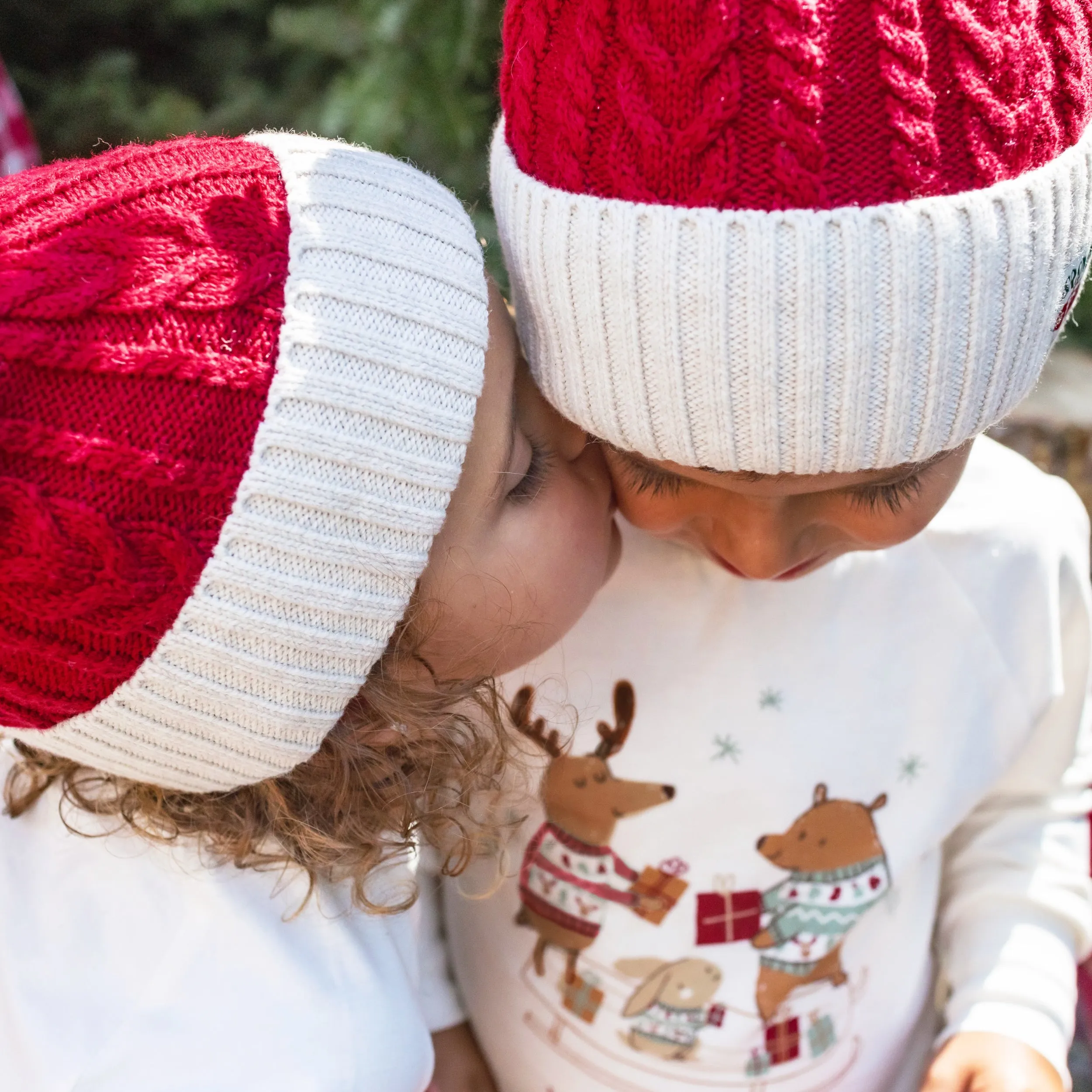 Pyjama deux pièces crème en jersey à motifs des fêtes et carreaux, bébé