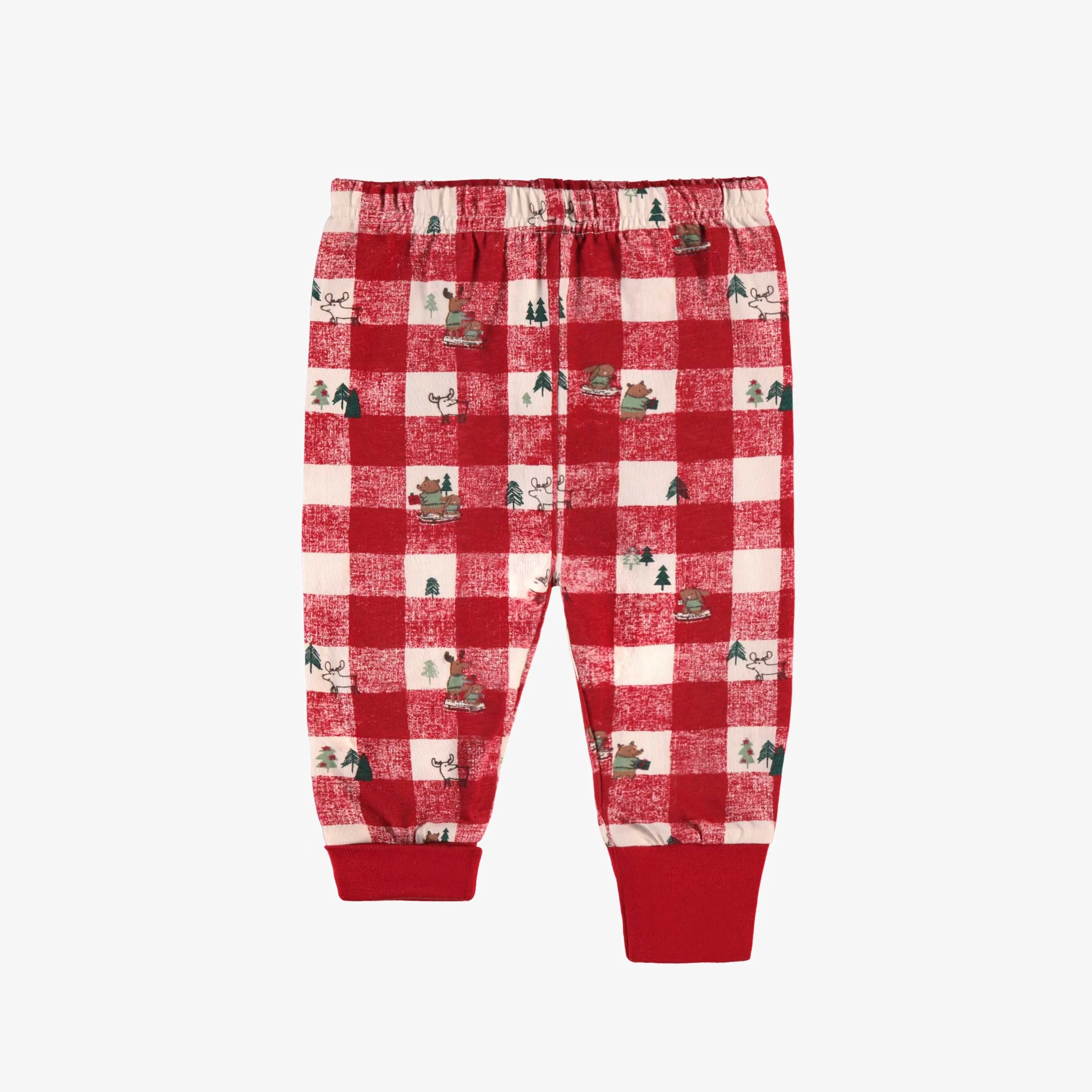 Pyjama deux pièces crème en jersey à motifs des fêtes et carreaux, bébé