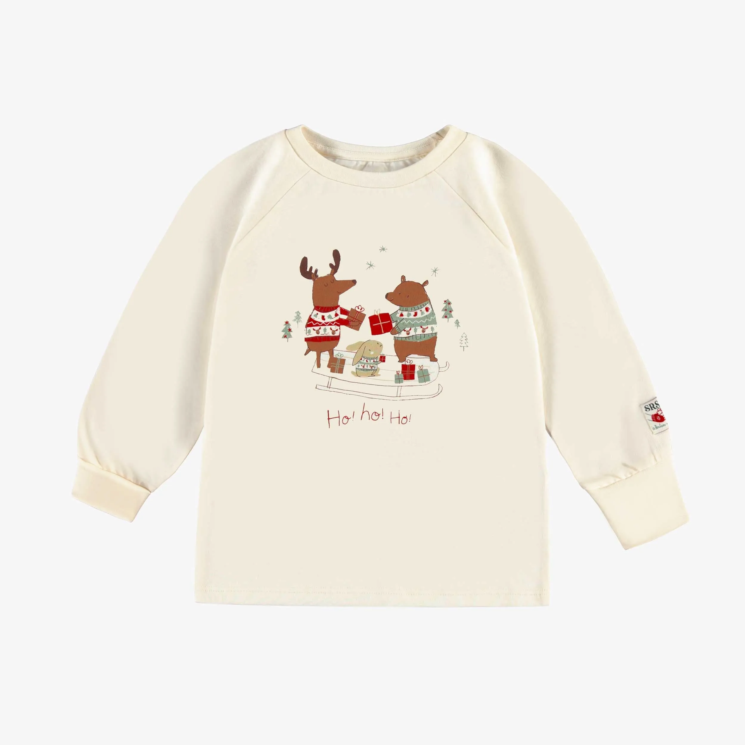 Pyjama deux pièces crème en jersey à motifs des fêtes et carreaux, bébé