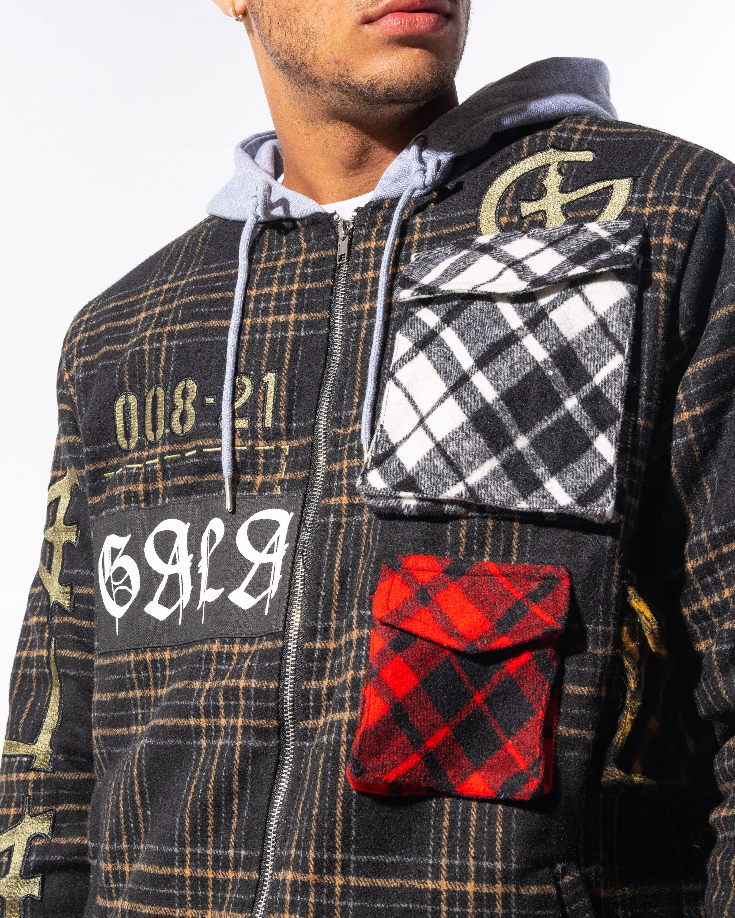 "ACCOMPLICE" FLANNEL (BLACK TARTAN COMBO)