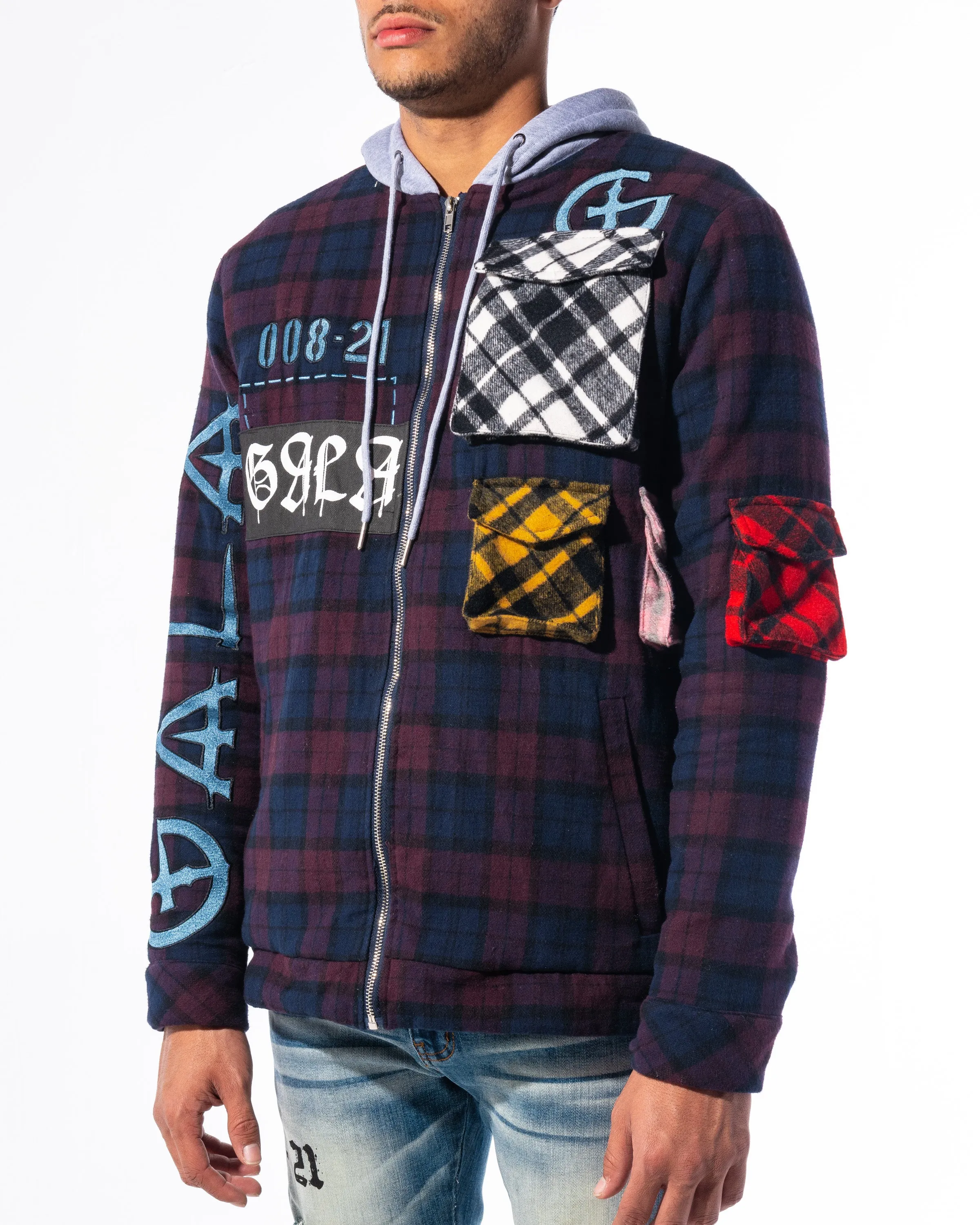 "ACCOMPLICE" FLANNEL (MAROON/NAVY COMBO)