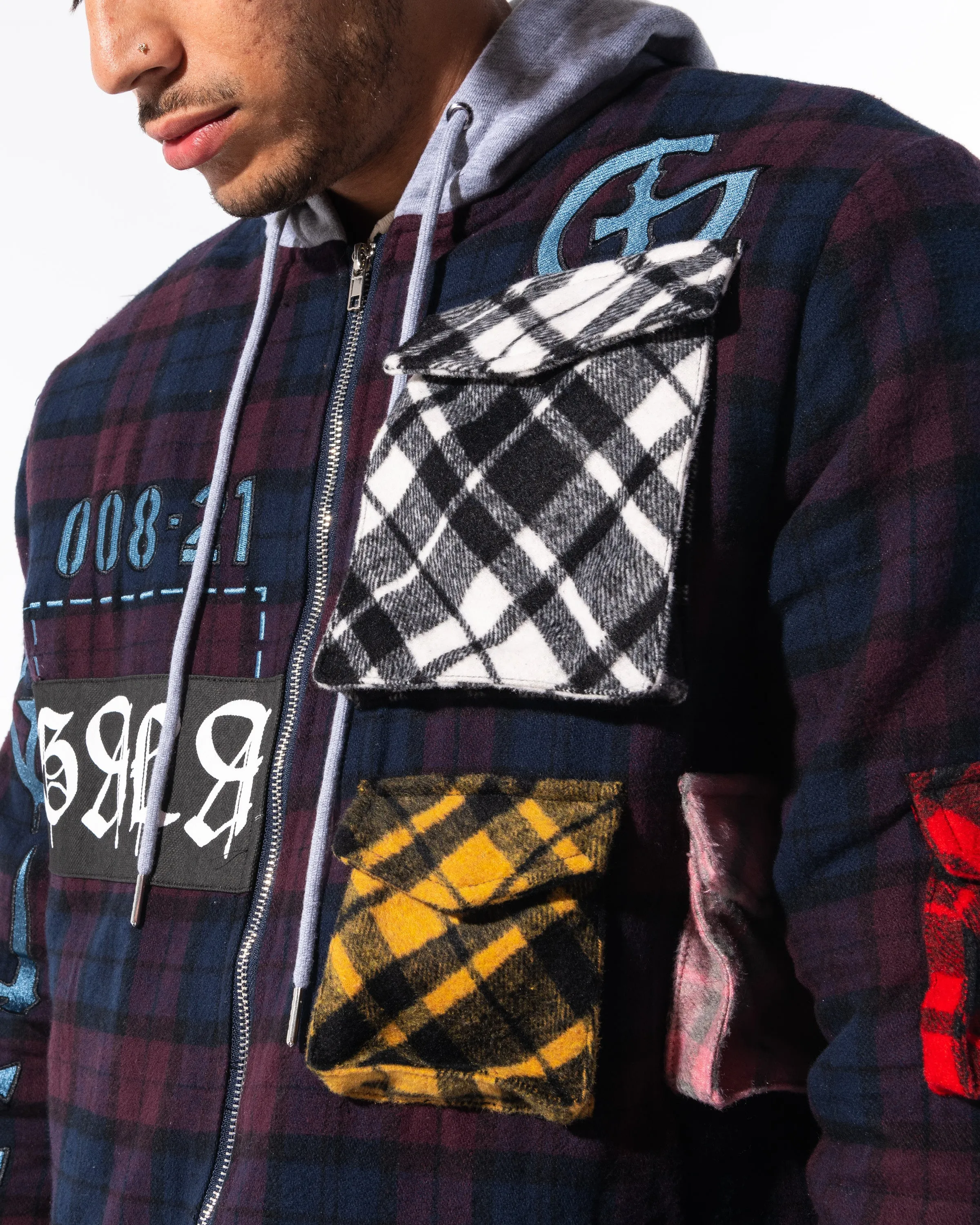"ACCOMPLICE" FLANNEL (MAROON/NAVY COMBO)
