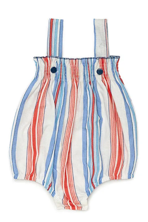 "Arden" Dusky Blue & Red Striped Shortie