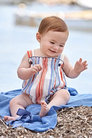 "Arden" Dusky Blue & Red Striped Shortie