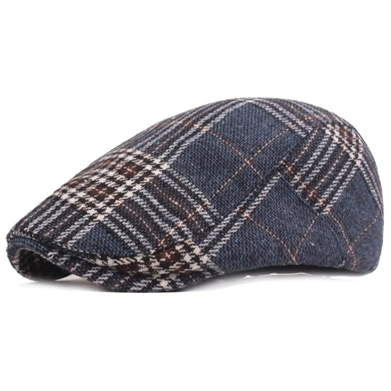 "Bauer" Plaid Cotton Flat Cap