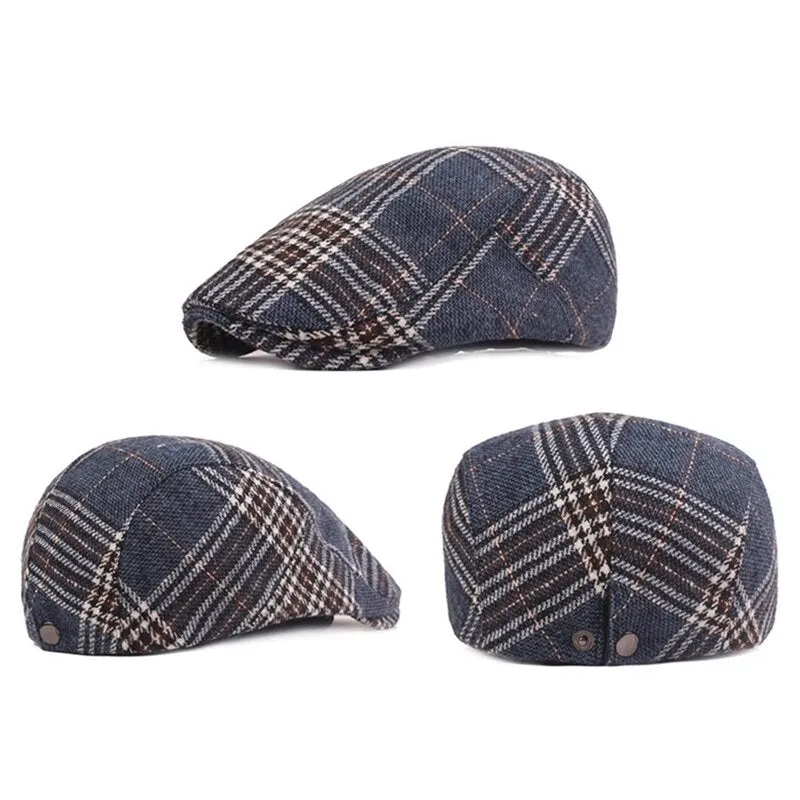 "Bauer" Plaid Cotton Flat Cap