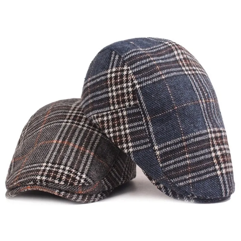 "Bauer" Plaid Cotton Flat Cap