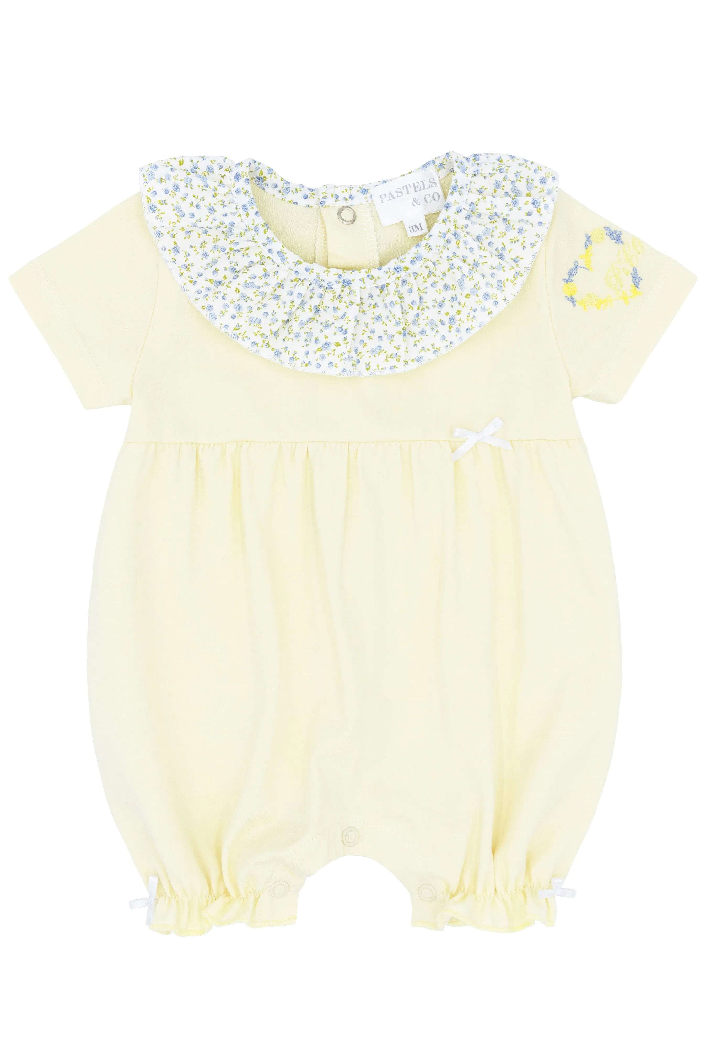 "Bunny" Lemon & Blue Floral Romper