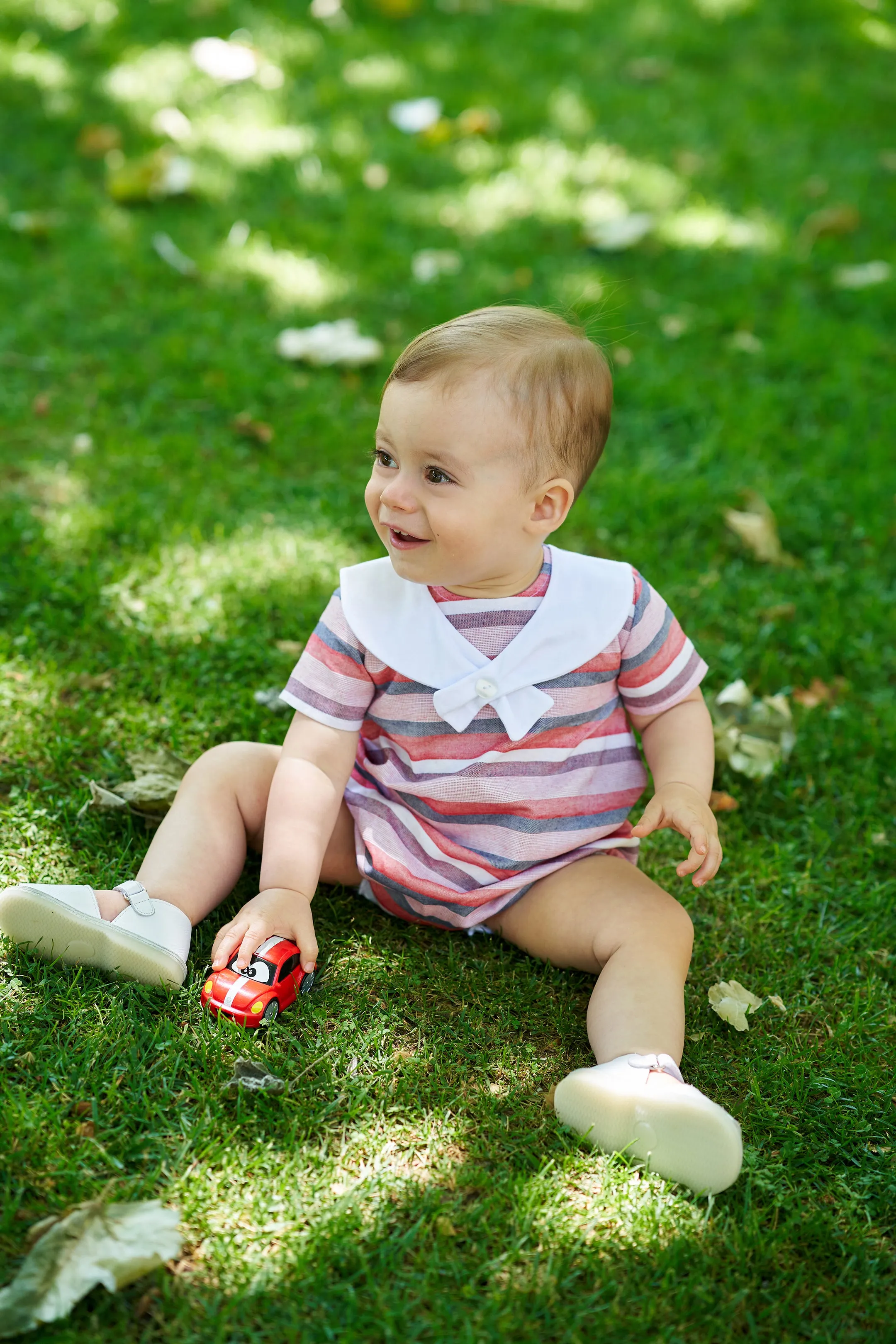 "Charles" Red Stripe Sailor Romper