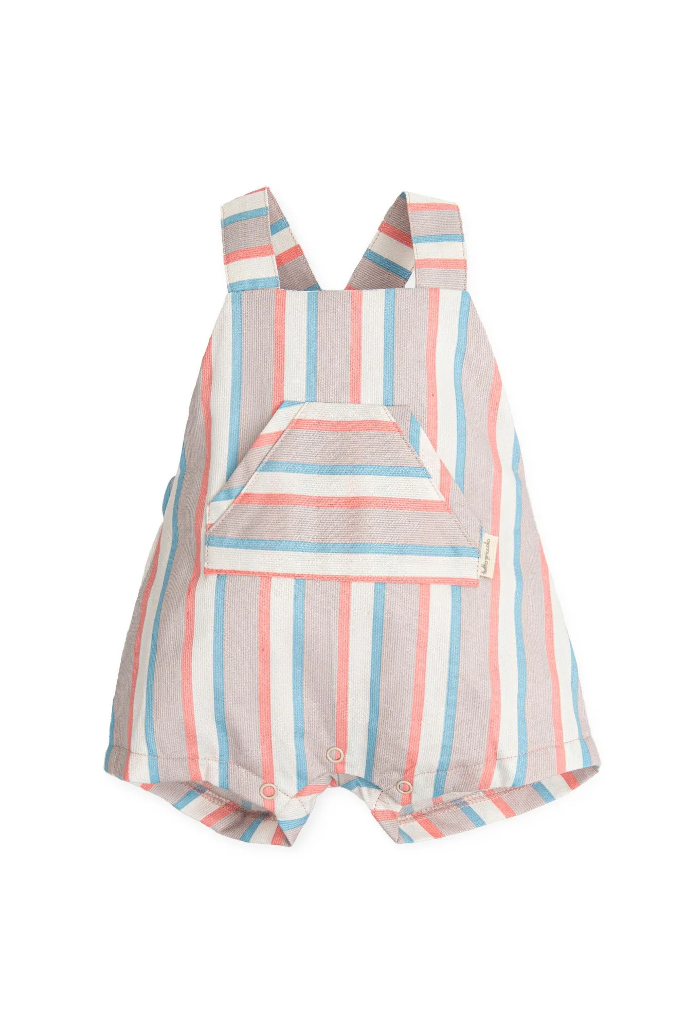 "Edward" Beige, Coral & Blue Striped Dungarees