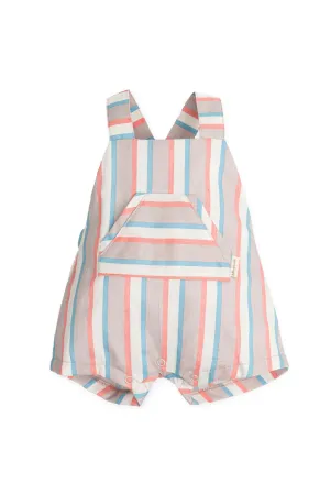 "Edward" Beige, Coral & Blue Striped Dungarees