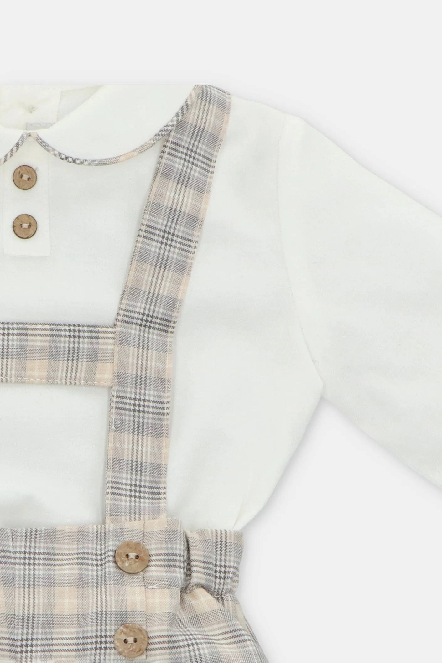 "Ethan" Stone Tartan Shirt & Jam Pants with Braces