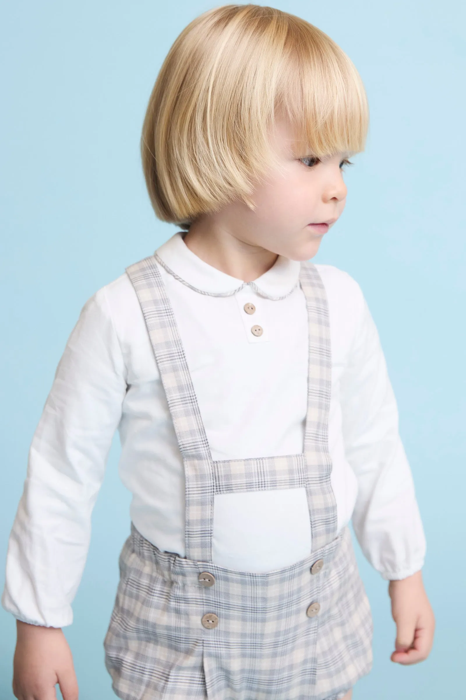 "Ethan" Stone Tartan Shirt & Jam Pants with Braces