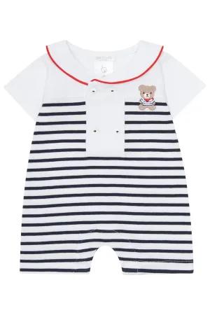 "Fabian" Navy Striped Teddy Romper