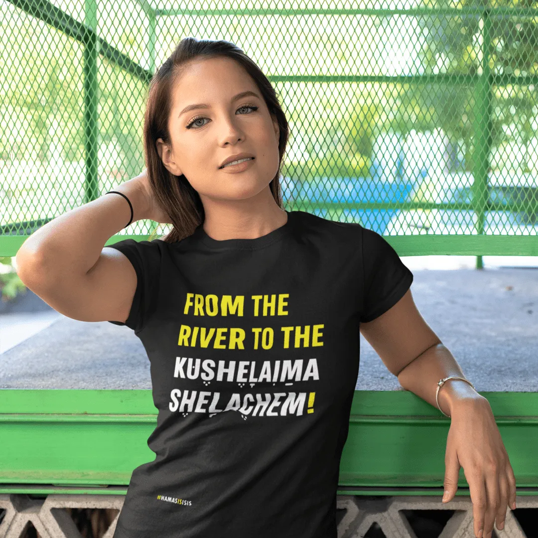 "From The River" Black Custom T-Shirt for Women