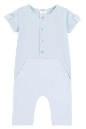 "Gideon" Blue Seersucker Stripe Romper