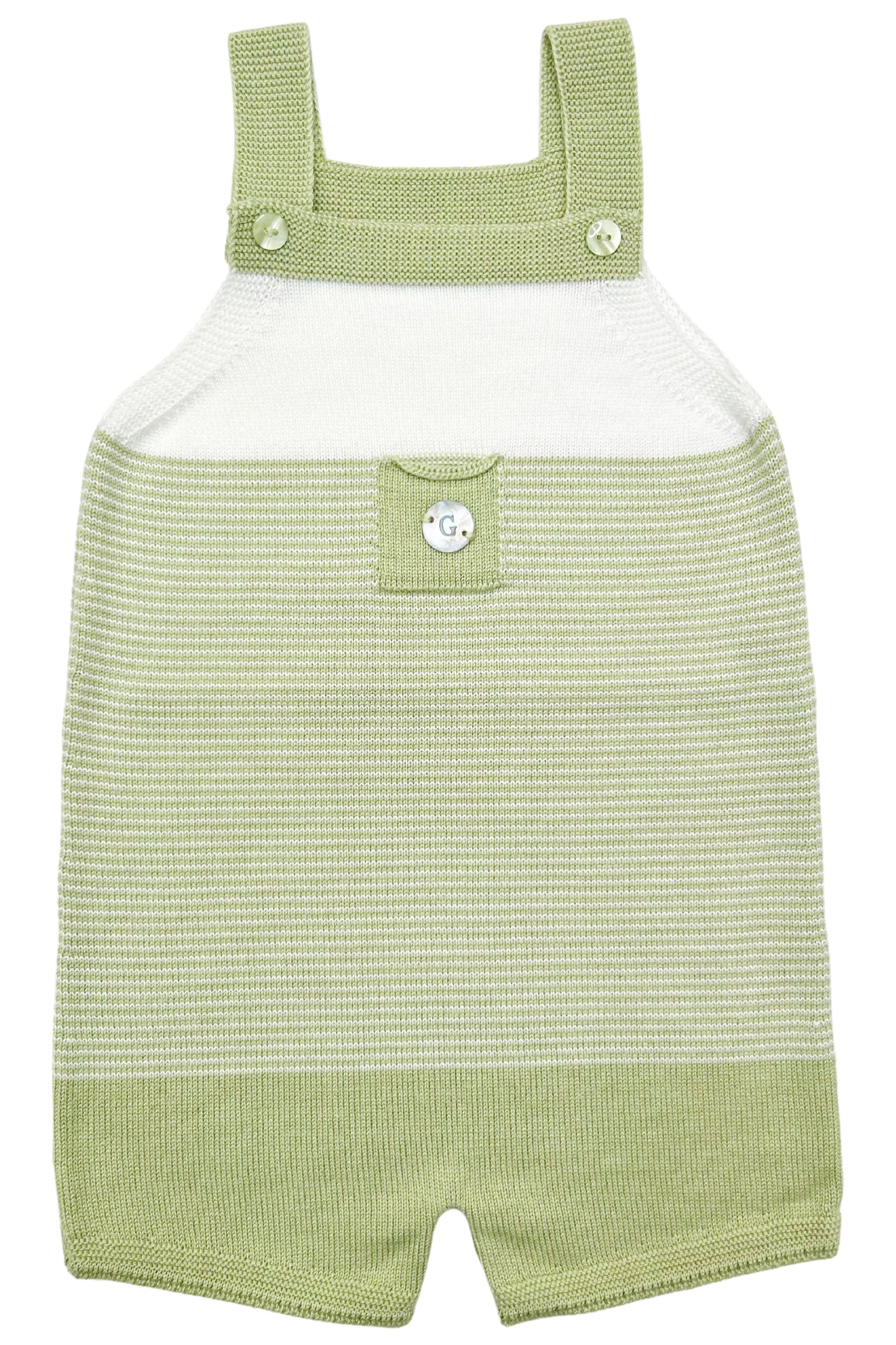 "Jagger" Pistachio Striped Knit Dungarees