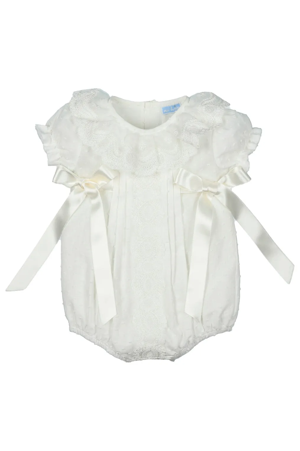 "Jolie" Ivory Plumeti Dot Lace Romper