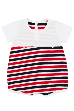 "Jose" Red & Navy Stripe Romper