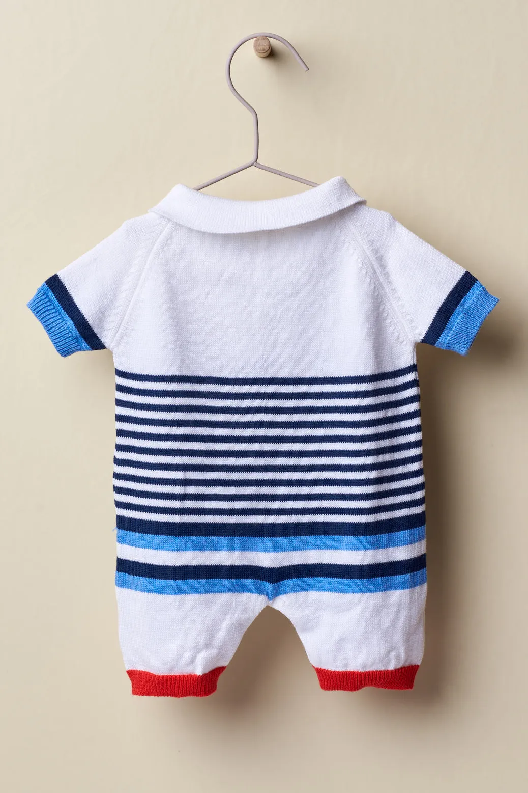 "Knox" Navy & Red Striped Knitted Romper