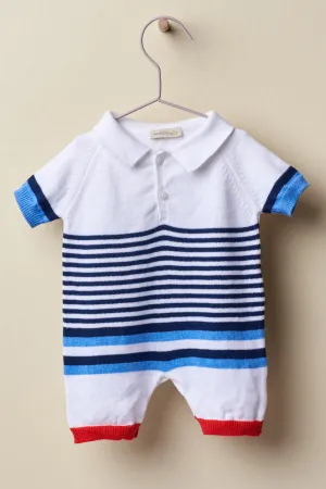 "Knox" Navy & Red Striped Knitted Romper