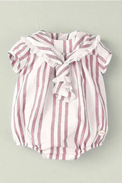 "Kodi" Red Stripe Sailor Romper