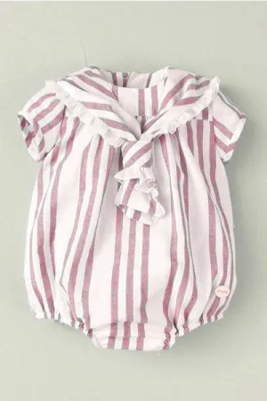 "Kodi" Red Stripe Sailor Romper