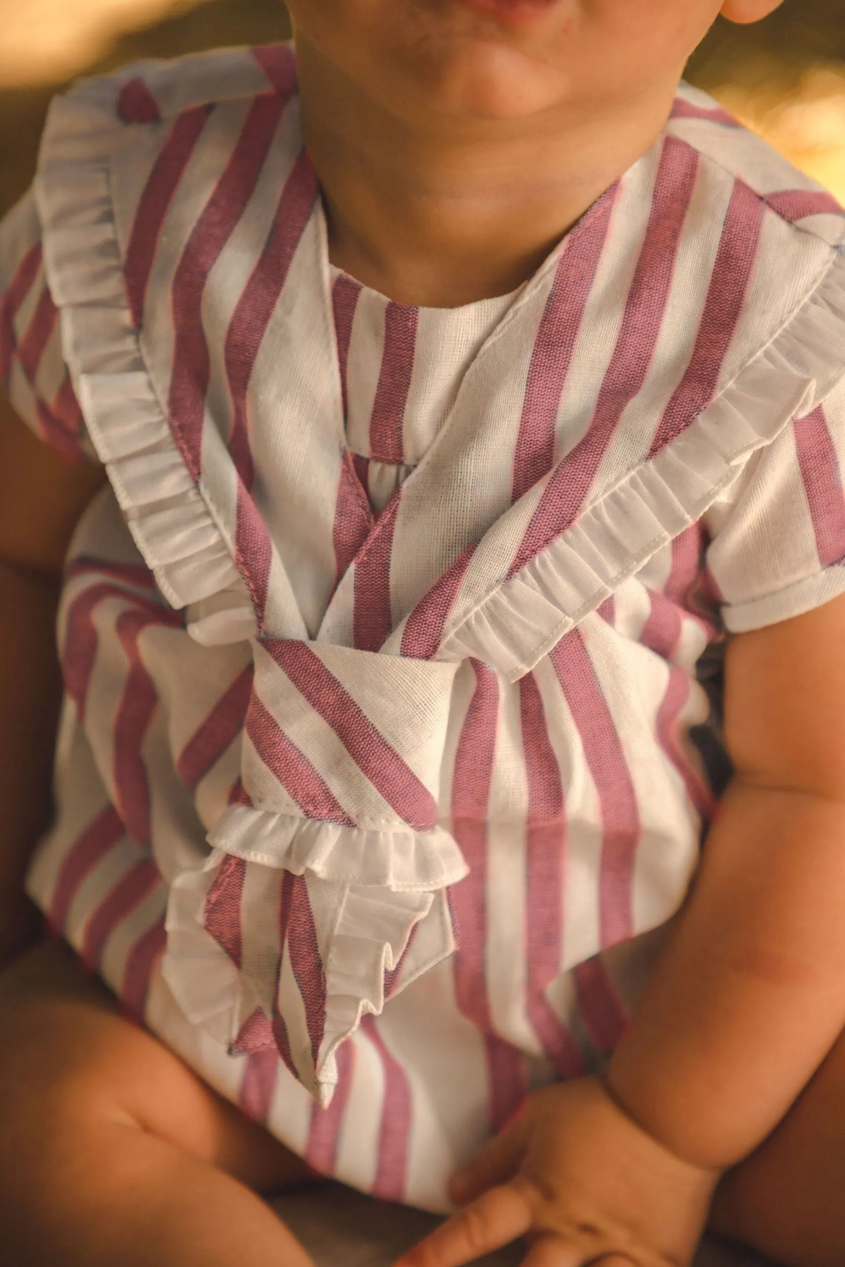 "Kodi" Red Stripe Sailor Romper