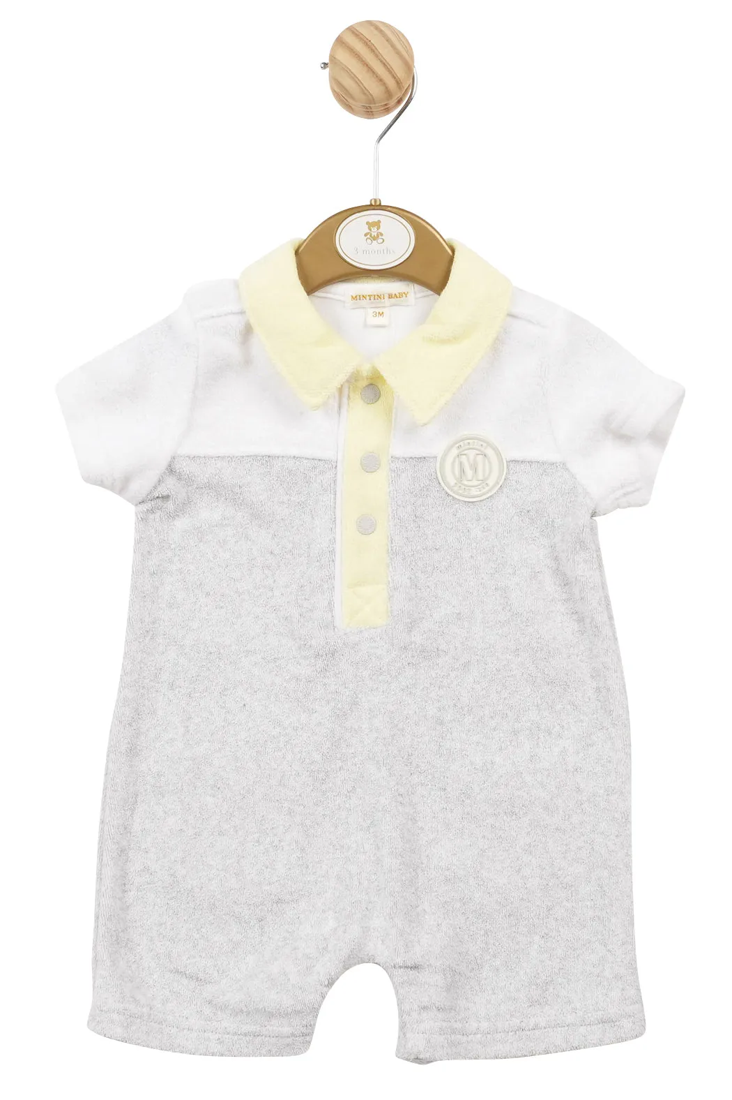 "Leo" Grey & Lemon Terry Towelling Romper