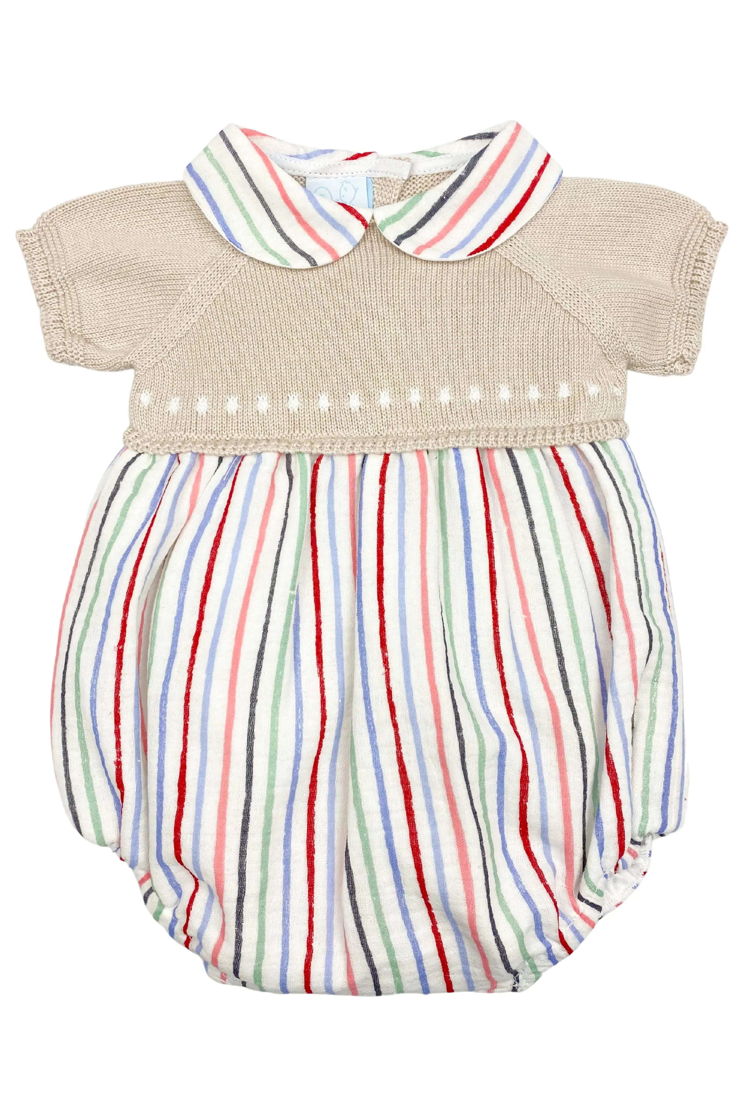 "Levi" Stone Half Knit Striped Romper