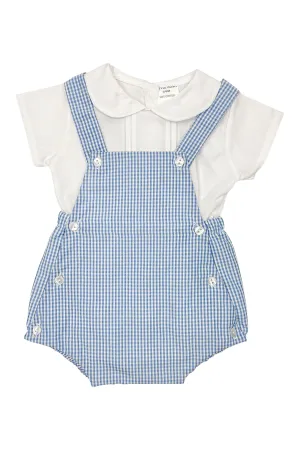 "Lucifer" Blue Gingham Dungaree Romper Set