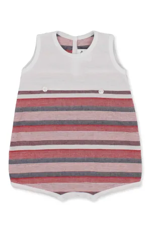 "Mason" Red Striped Sleeveless Romper