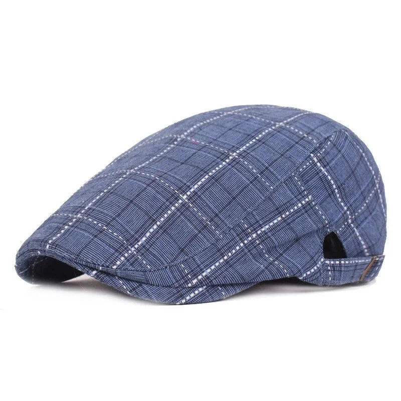 "Miller" Plaid Cotton Flat Cap